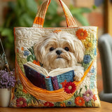 Ručna torba - Shih Tzu sa knjigama i cvećem