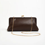 Clip Top Soft Rectangle Clutch - Čokolada