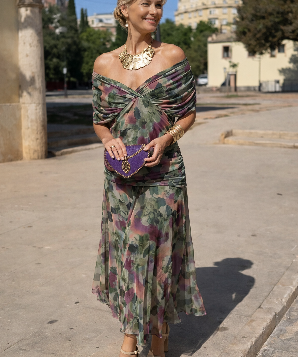 Elegantna duga haljina za večeru sa dekolteom u obliku srca