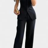 Ekaterina Set Top Tube i Pantalone sa Širokim Nogavicama u Minimalističkom Stilu