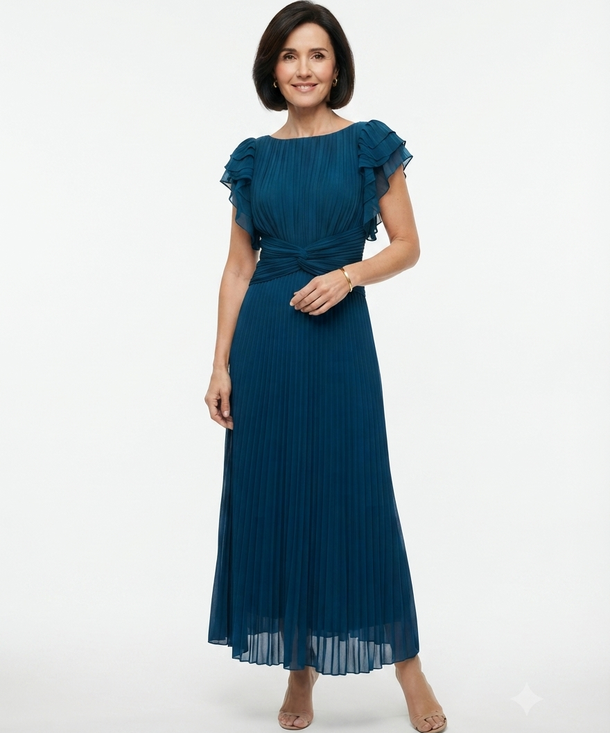 Seraphina | Elegantan Maxi Haljina sa Plisiranjem i Zavezanom Strukom