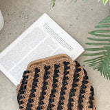 Eadie Crochet Weave Framed Clutch - Crna / Prirodna
