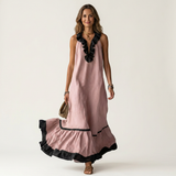 Mayline | Halter Maxi Haljina bez Rukava sa Volanima