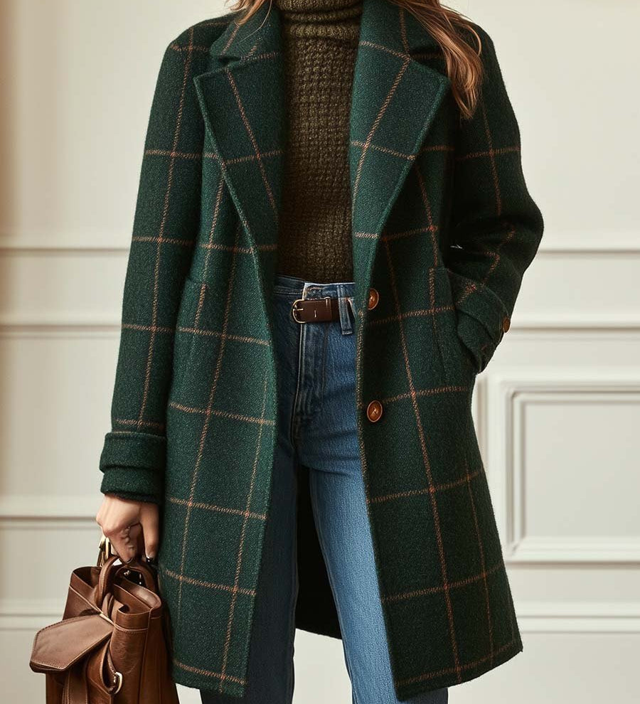 Florencia | Retro preuređeni karirani tweed kaput